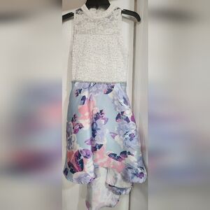 Fancy, lace and satin floral dress for girls.